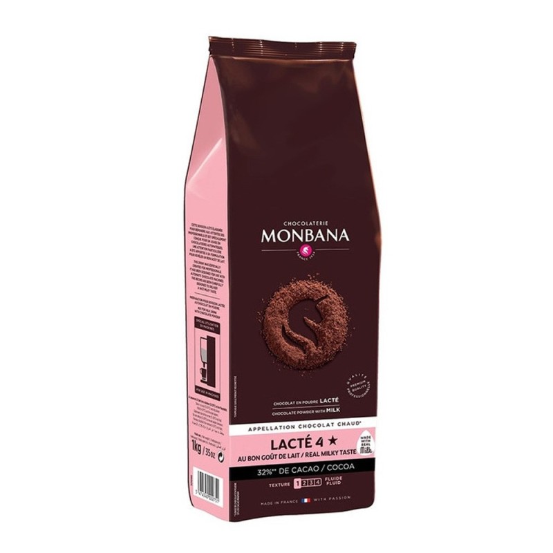 Lacté 4 étoiles - 32% de cacao 1 Kg - chocolat en poudre lacté Monbana