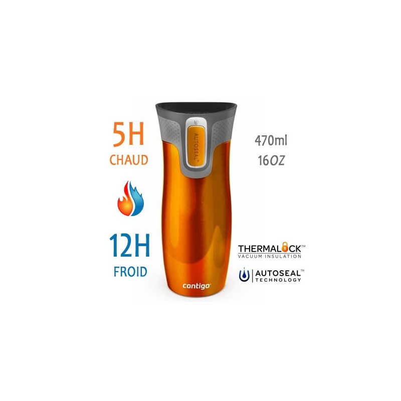 WestLoop Mandarine - Thermo mug en acier inoxydable Contigo 470ml