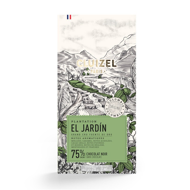 EL Jardin 75% 70g- Tablette de Chocolat noir Cluizel