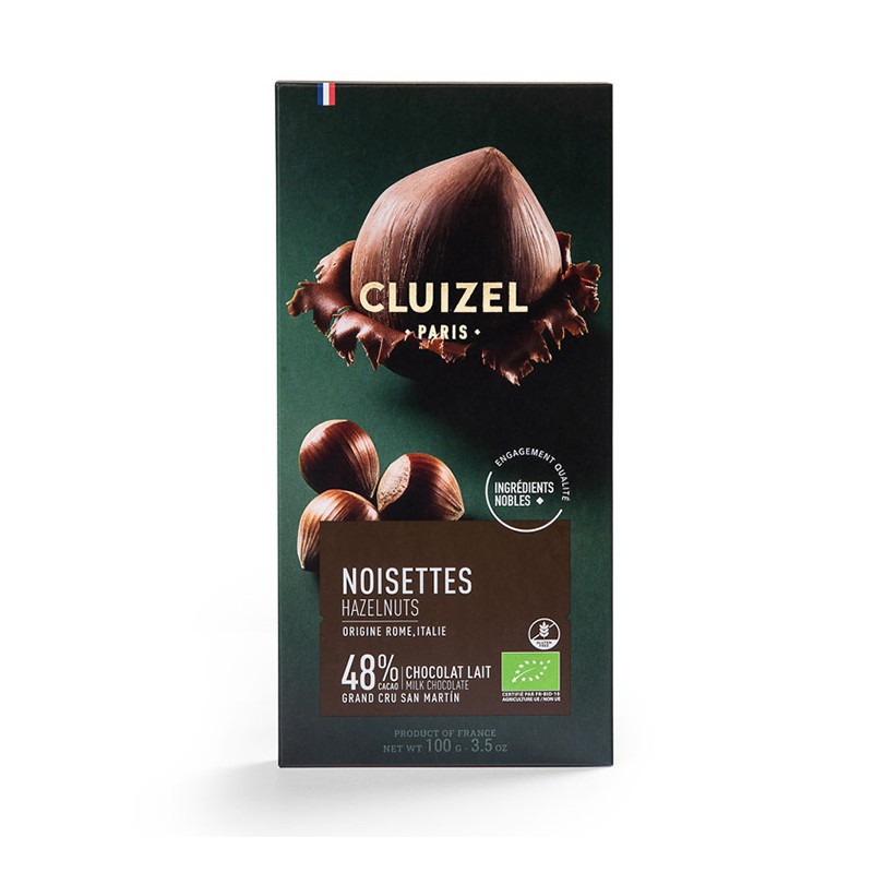 Chocolat Lait Noisette  Bio 45% 100g Cluizel