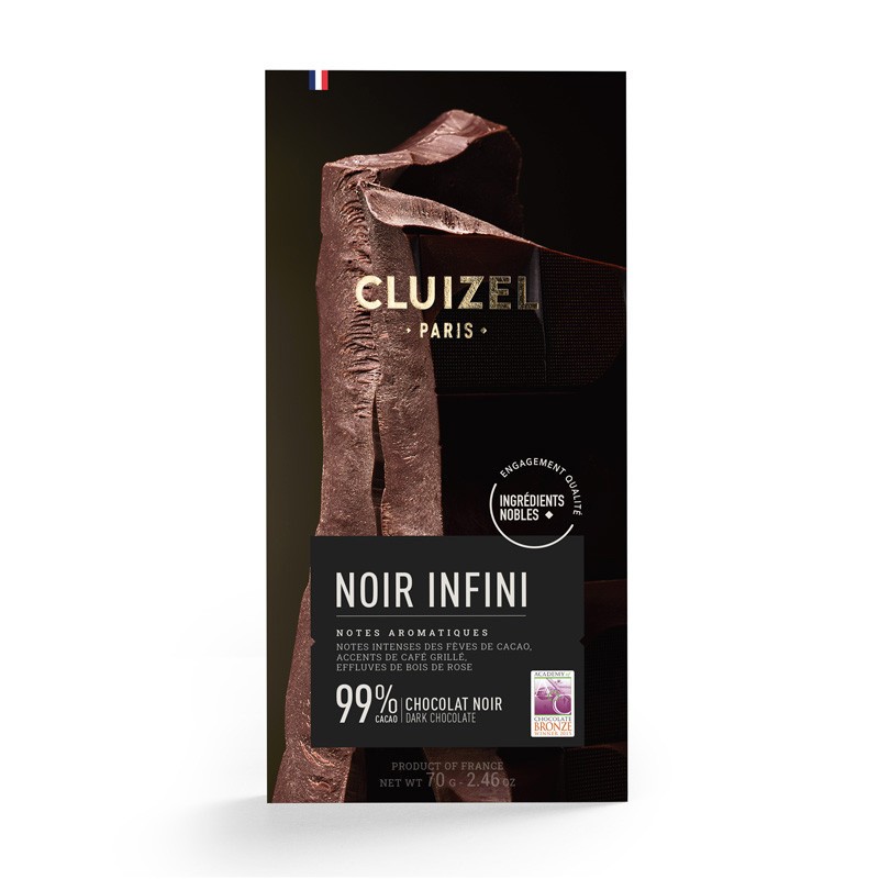 Noir Infini 99% 70g - Tablette de Chocolat noir Cluizel