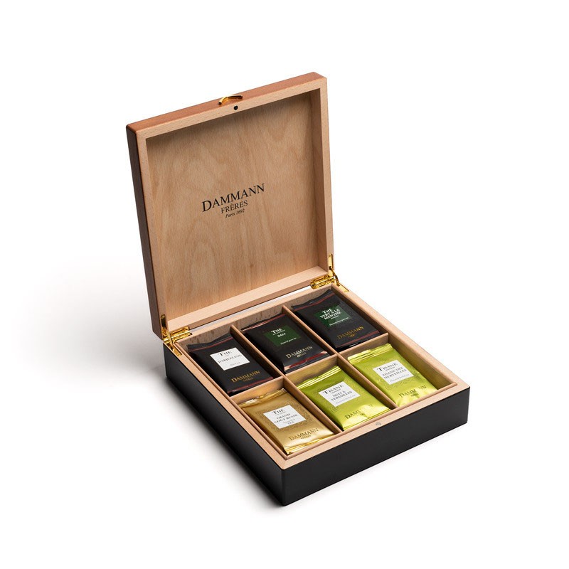 Bienvenue - Coffret en bois 42 sachets de Thés et infusions Suremballés  Dammann