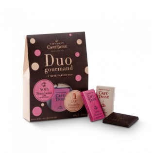 Duo gourmand - pochette 12 mini tablettes de chocolat Café-Tasse