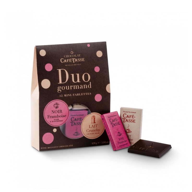 Duo gourmand - pochette 12 mini tablettes de chocolat Café-Tasse